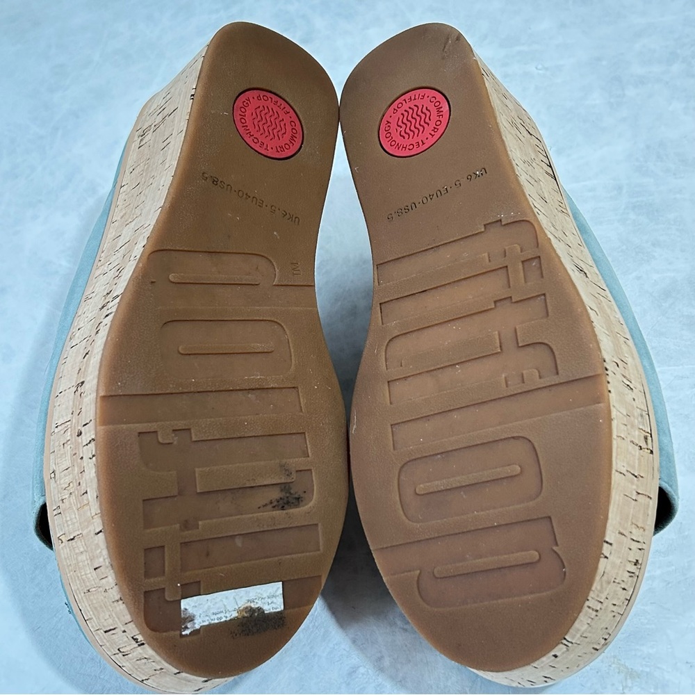 Fitflop Eloise Platform Wedge Slide Sandal In Cool Blue Size 8.5 - Picture 5 of 8
